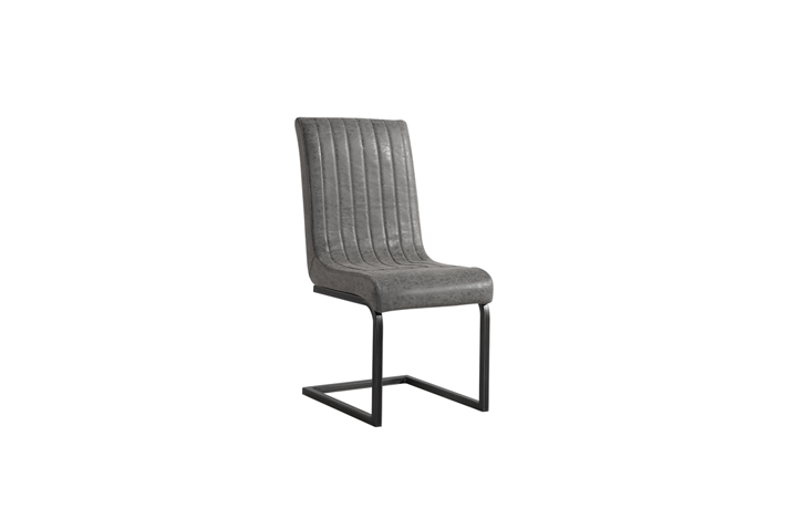 Clearance Furniture - Silvasa Cantilever Dining Chair - Antique Grey PU Leather