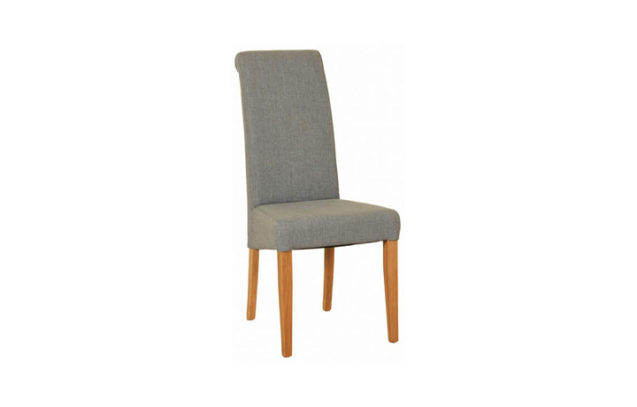 Lavenham Oak Furniture Collection - Lavenham Fabric Dining Chair Light Grey