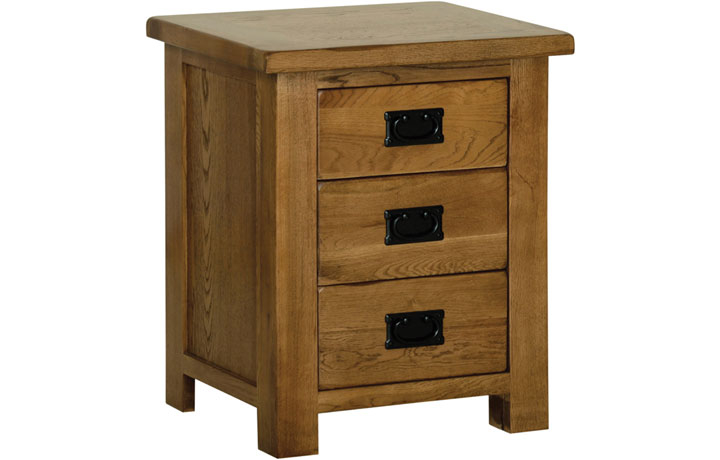 Oak 3 Drawer Bedside Cabinets - Balmoral Rustic Oak 3 Drawer Bedside