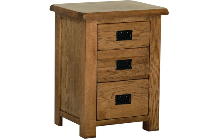 Oak 3 Drawer Bedside Cabinets - Balmoral Rustic Oak 3 Drawer High Bedside