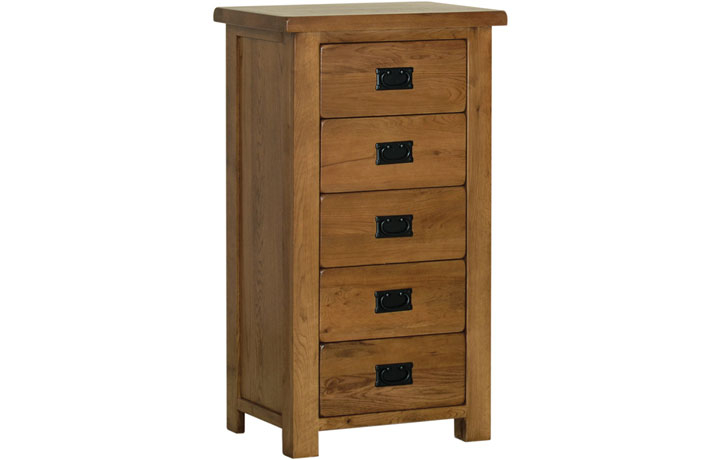 Chest Of Drawers - Balmoral Rustic Oak 5 Drawer Wellington