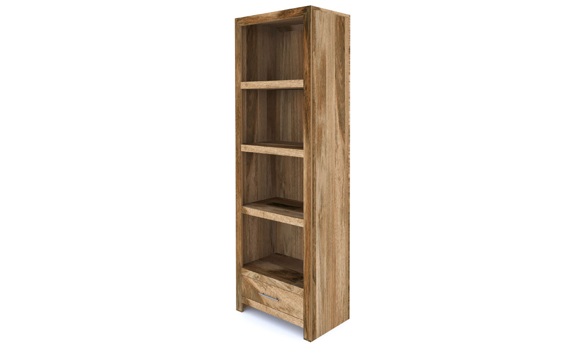 Mango Bookcases - Bali Solid Mango Tall Bookcase With Drawer