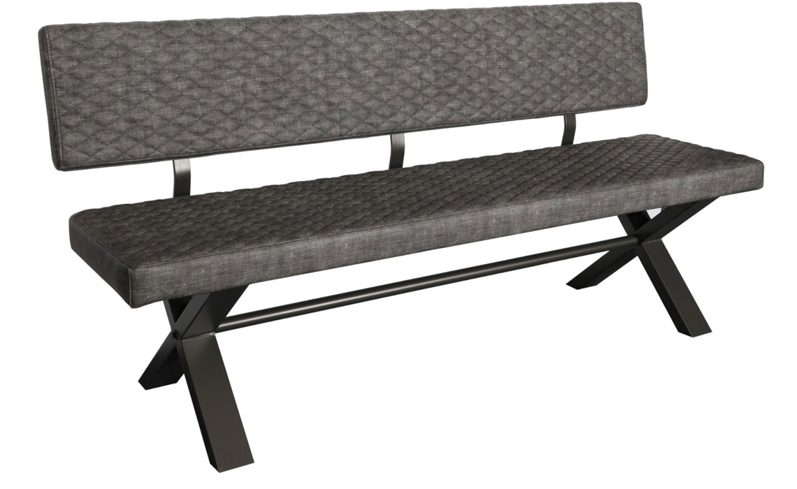 Benches - Native Oak Large Upholstered Bench With Back