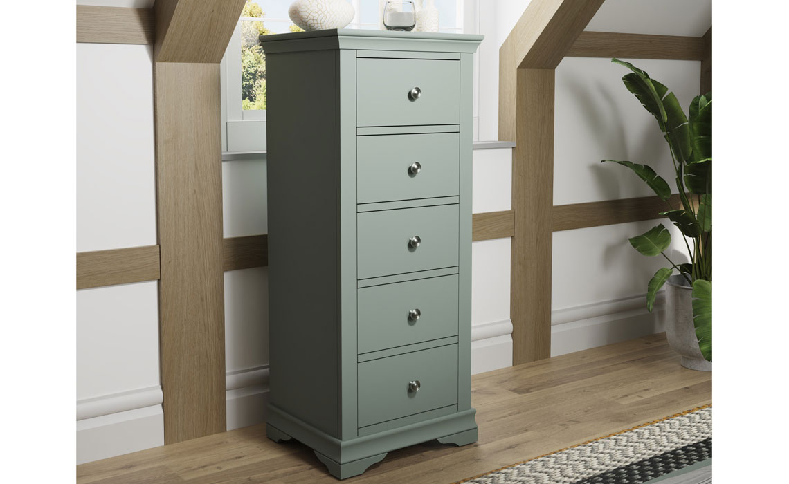 Chest Of Drawers - Salthouse Mint Green Painted 5 Drawer Wellington Chest