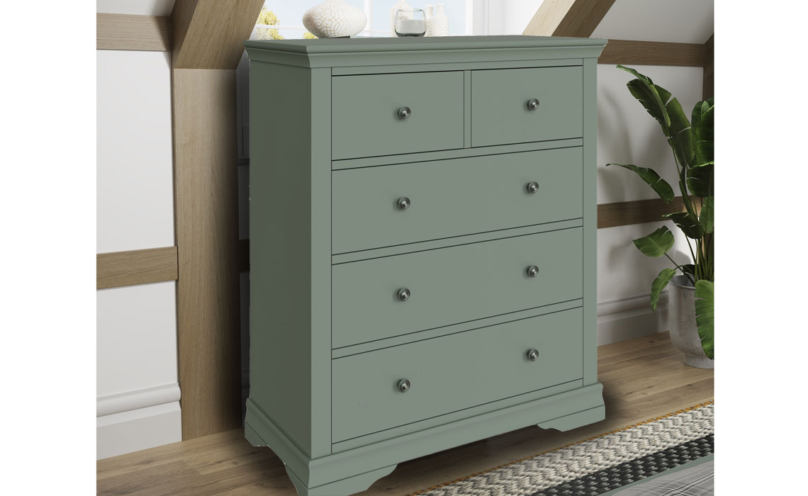 Chest Of Drawers - Salthouse Mint Green Painted 2 Over 3 Drawer Chest