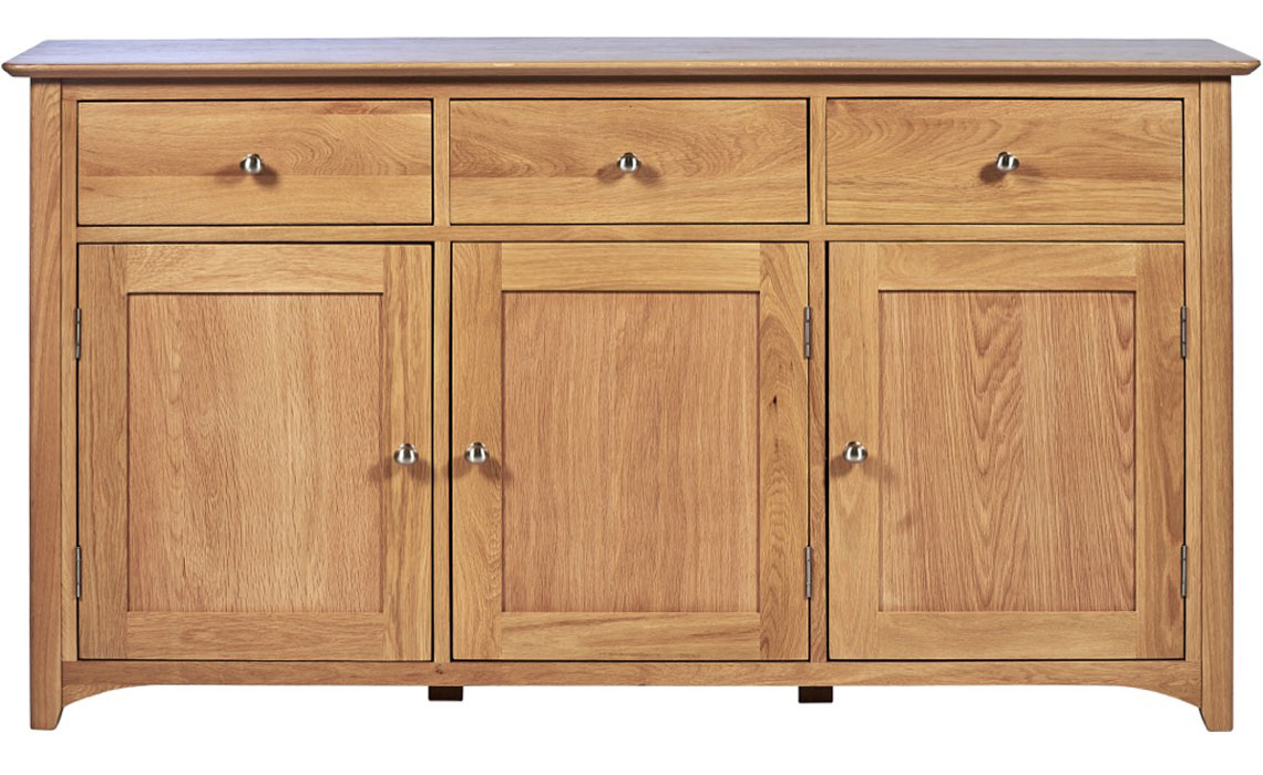 Sideboards & Cabinets - Falkenham Solid Oak 3 Door 3 Drawer Large Sideboard