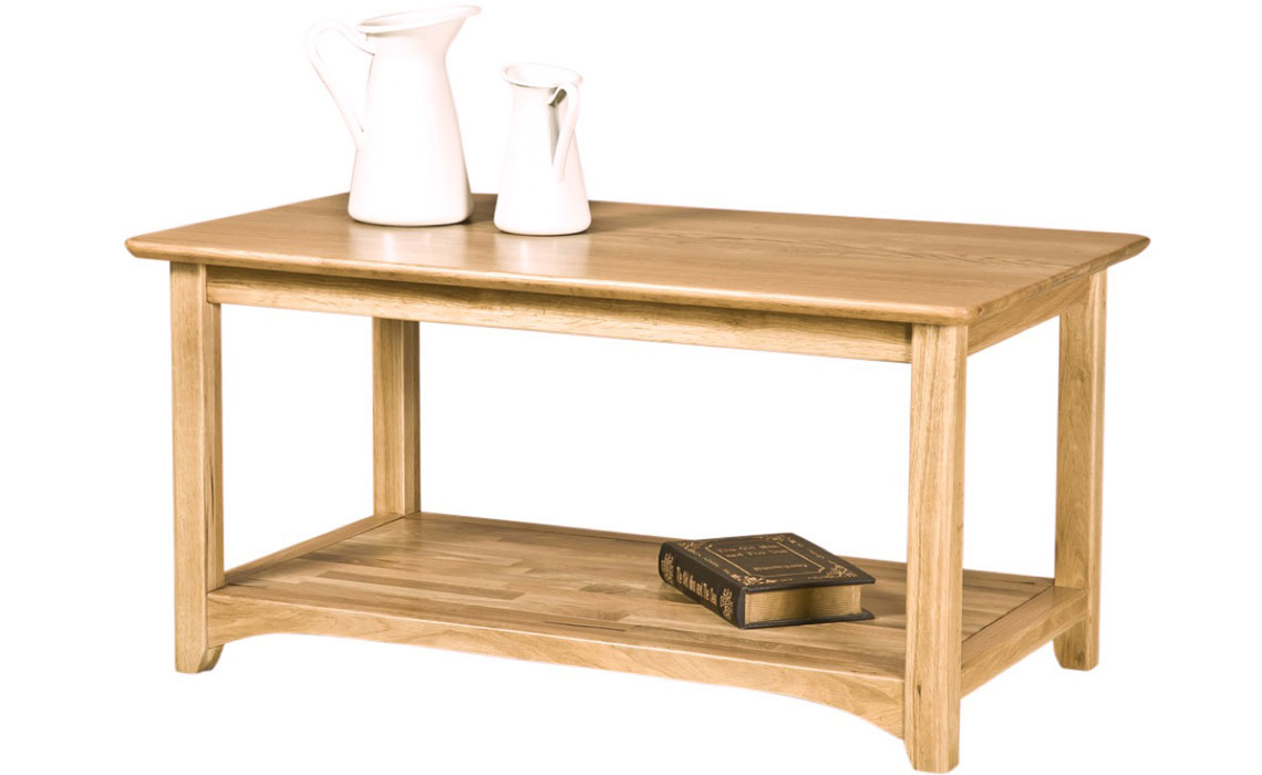 Oak Coffee Tables - Falkenham Solid Oak Coffee Table With Shelf