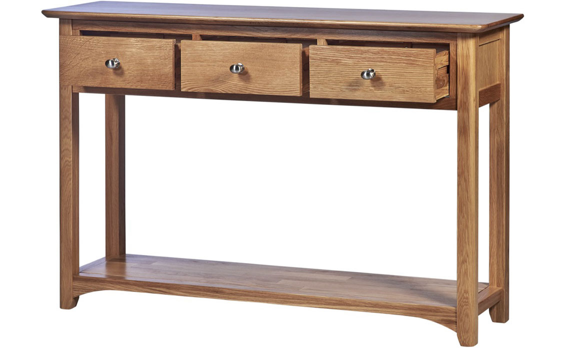 Consoles - Falkenham Solid Oak 3 Drawer Console Table