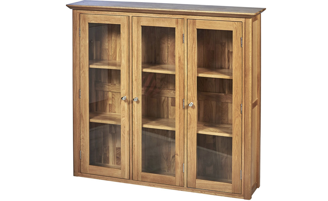 Dresser Tops & Larder Units - Falkenham Solid Oak Large Glazed Dresser Top