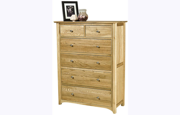 Oak Chest Of Drawers - Falkenham Solid Oak 4 Over 2 Chest Of Drawers