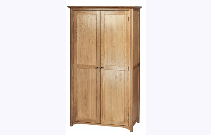 Oak 2 Door Wardrobe - Falkenham Solid Oak Full Length Wardrobe