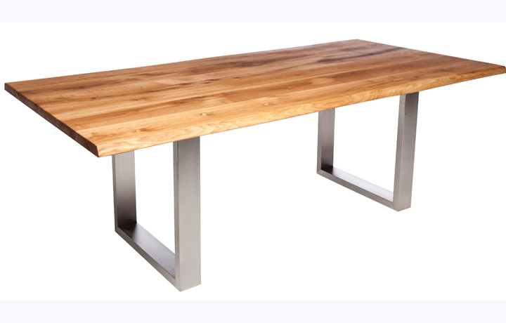 Aurora Solid European Oak - Aurora Oak 220cm Dining Table With U Shaped Leg 