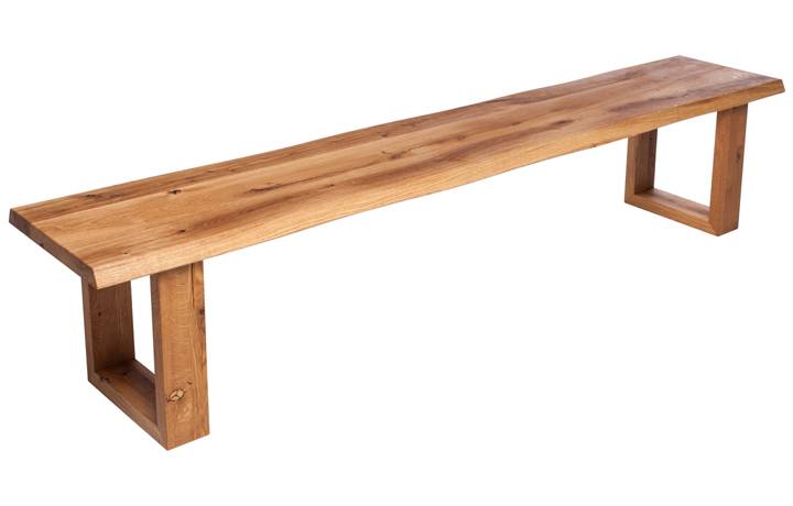 Aurora Solid European Oak - Aurora Oak Bench - Various Sizes U Shaped Wooden Leg