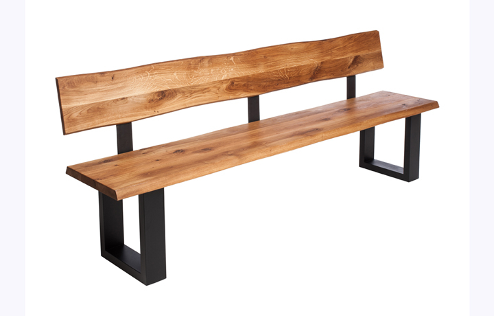 Aurora Solid European Oak - Aurora Oak Bench With Backrest Anthracite U Shape leg