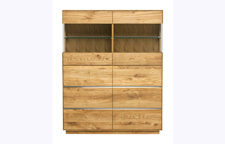 Display Cabinets - Aurora Solid European Oak Display Unit Double