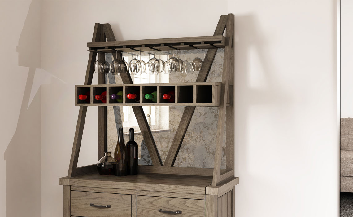 Dresser Tops & Larder Units - Jasmine Grey Oak Wine Cabinet Top