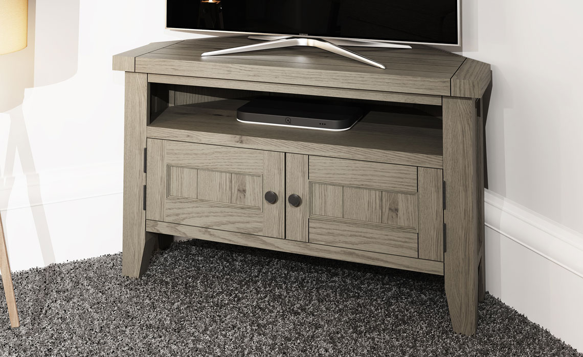 Grey oak corner tv cheap unit
