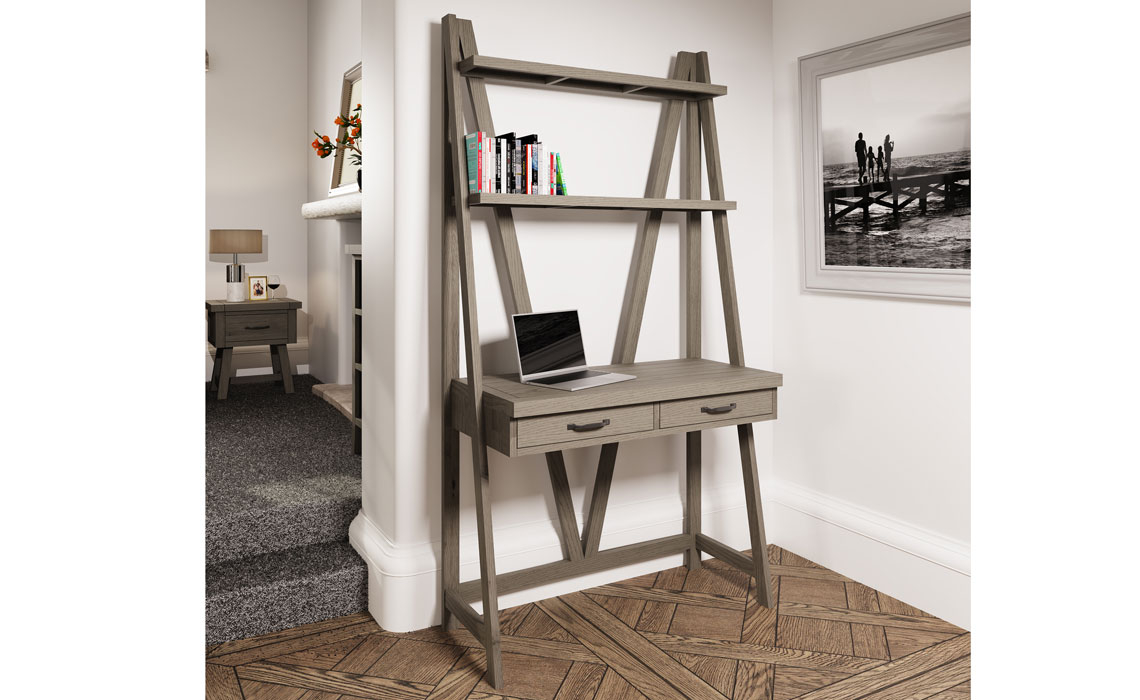 Office Furniture - Jasmine Grey Oak Desk Bookcase