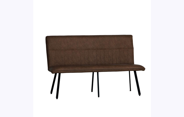 Benches - Mila Faux Leather 1.3m Dining Bench - Brown