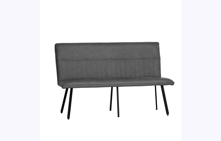 Benches - Mila Faux Leather 1.3m Dining Bench-Grey