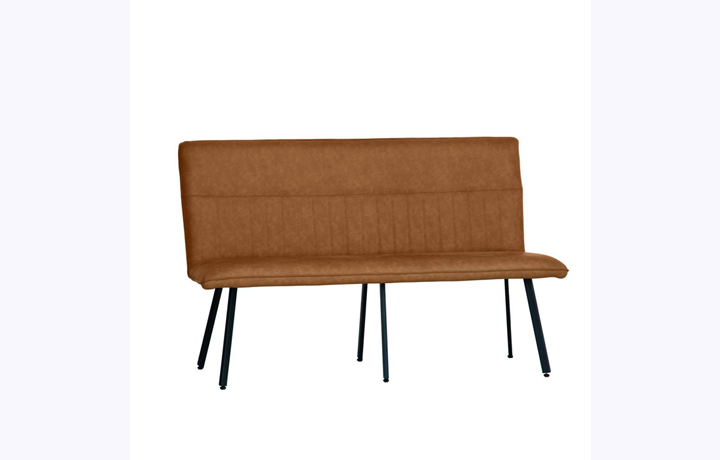 Benches - Mila Faux Leather 1.3m Dining Bench -Tan