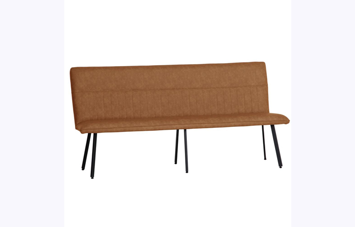 Benches - Mila Faux Leather 1.8m Dining Bench-Tan