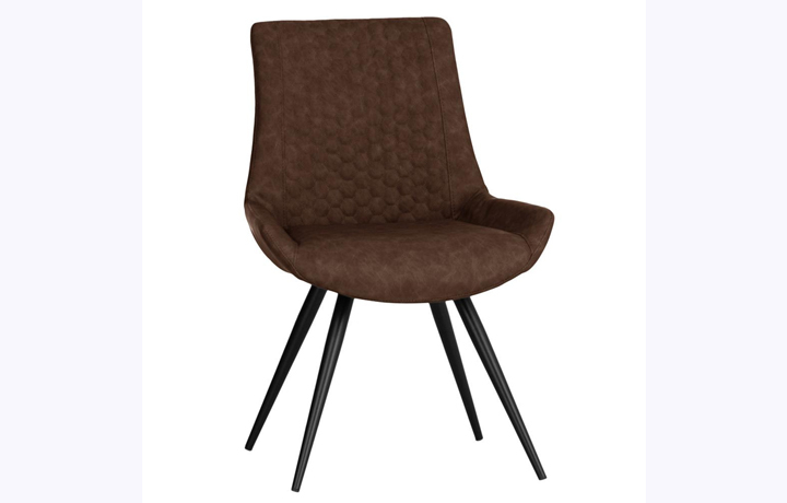 Leather or PU Dining Chairs - Talia Faux Stitch Leather Dining Chair-Brown