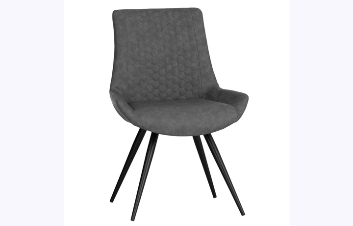 Leather or PU Dining Chairs - Talia Faux Stitch Leather Dining Chair-Grey