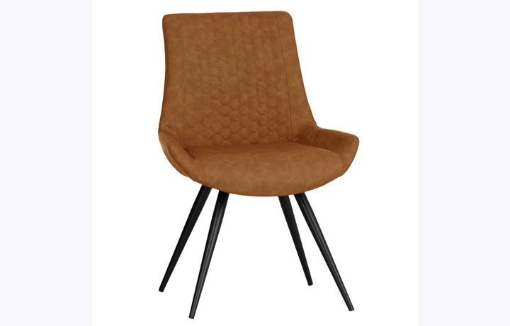 Leather or PU Dining Chairs - Talia Faux Stitch Leather Dining Chair-Tan
