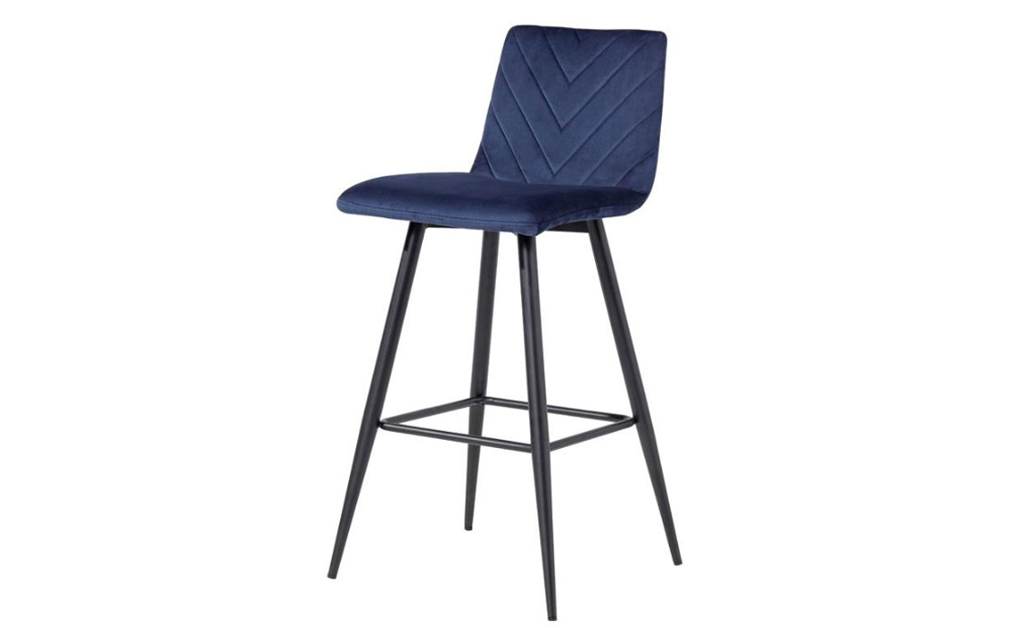 Chairs & Bar Stools - Avalon Velvet Bar Stool - Blue