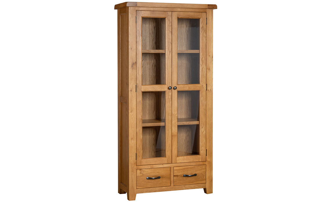 Oak Glazed Display Cabinets - Newborne Oak Display Cabinet