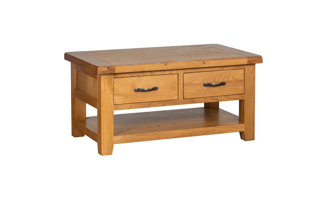 Oak Coffee Tables with Drawers - Newborne Oak Coffee Table 2 Drawers