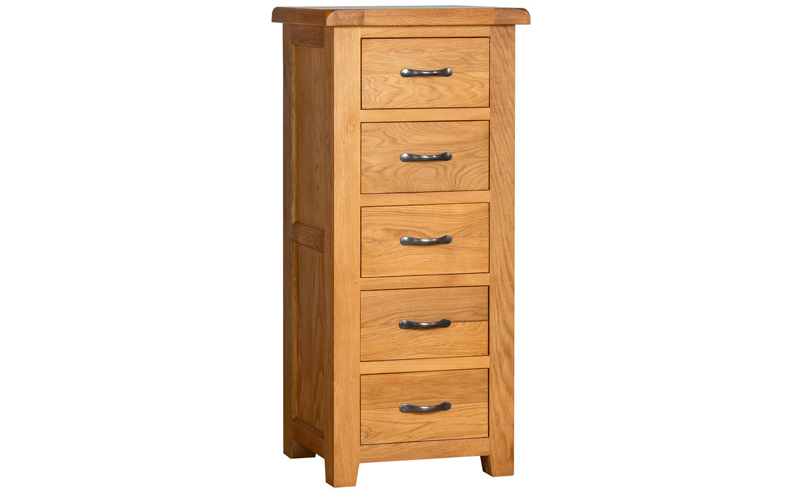 Chest Of Drawers - Newborne Oak 5 Drawer Wellington