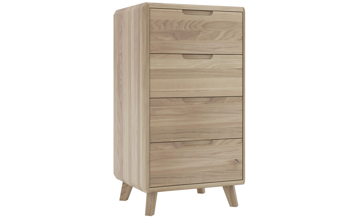 Chest Of Drawers - Oxford Solid Oak 4 Drawer Slim Chest