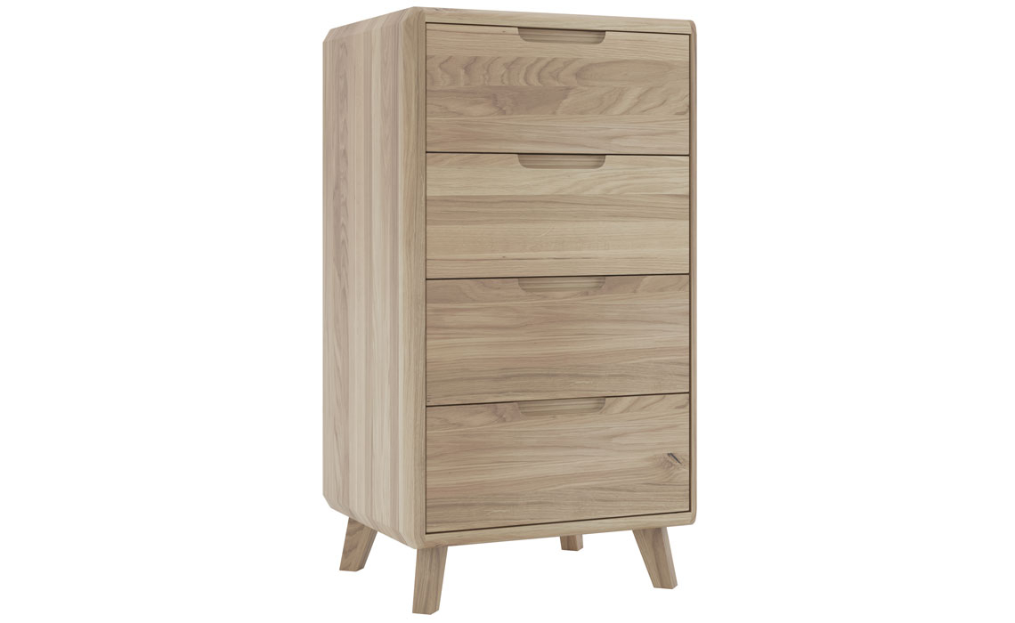 Oak Chest Of Drawers - Oxford Solid Oak 4 Drawer Slim Chest