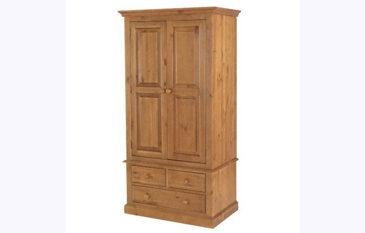 Pine 2 Door Wardrobe - Appleby Pine Double Wardrobe With Drawers