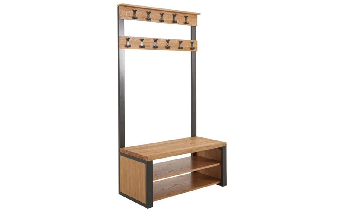 Native Oak Collection - Native Oak Hall Bench With Coat Rack