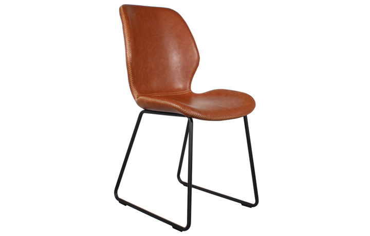 Leather or PU Dining Chairs - Durado Dining Chair- Tan With Metal Legs
