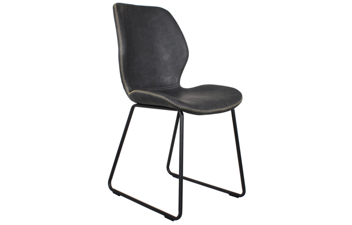 Leather or PU Dining Chairs - Durado Dining Chair-Dark Grey With Metal Legs
