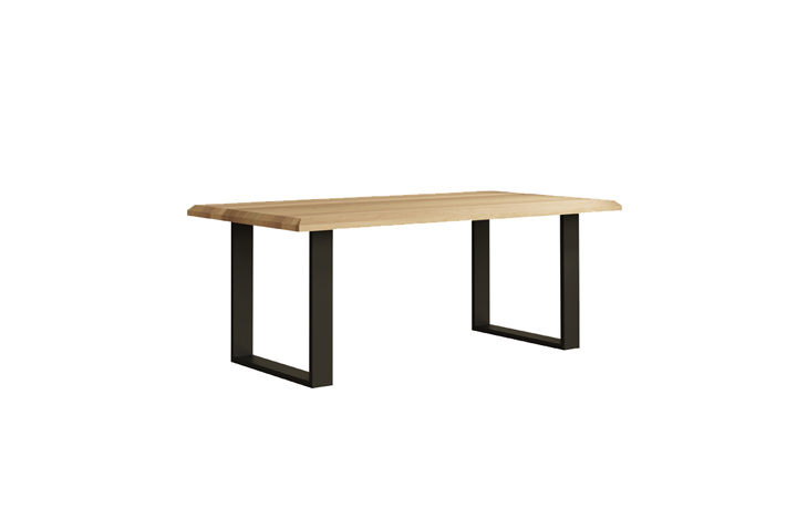 Oslo Solid European Oak Collection - Oslo Solid Oak 180cm Dining Table With U - Style Metal Leg