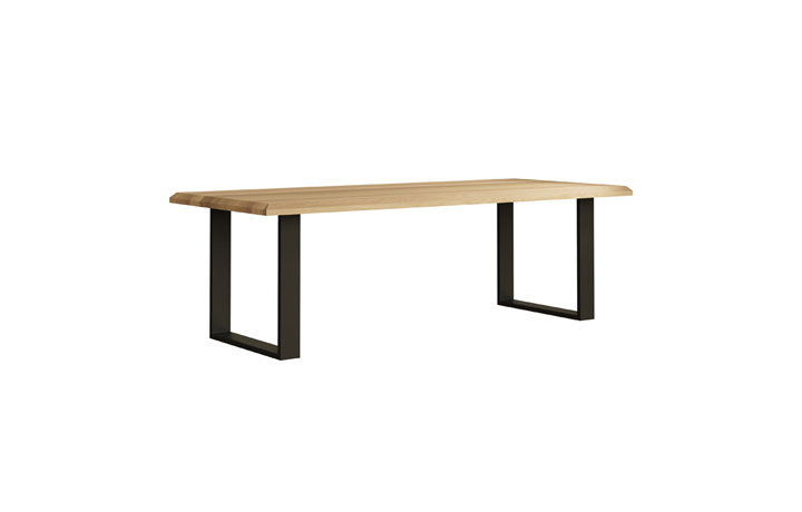 Oak Dining Tables - Oslo Solid Oak 220cm Dining Table With U - Style Metal Leg