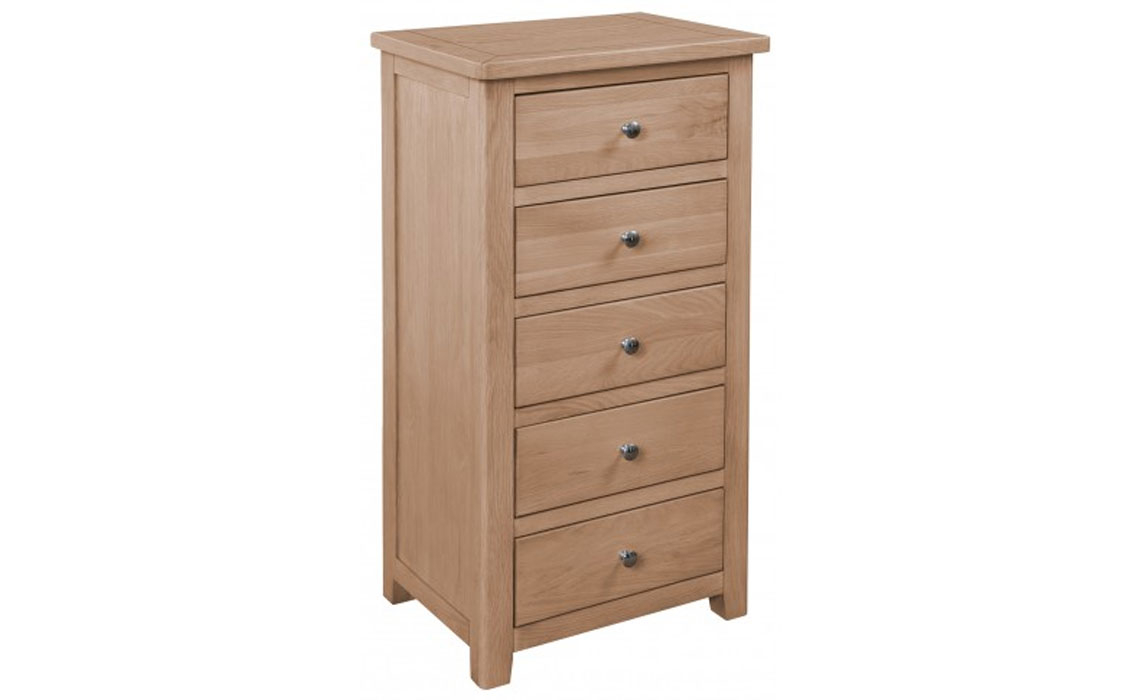 Chest Of Drawers - Havana Oak  5 Drawer Narrow Chest