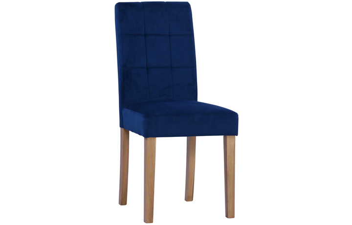 Lavenham Oak Furniture Collection - Melbourne Velvet Dining Chair Ocean Blue