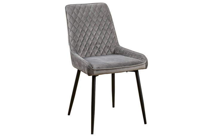 Upholstered Dining Chairs - Seattle Soft Touch Diamond-Back Dining Chair Grey